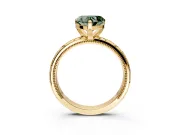 Solitaire Engagement Ring Setting for Fancy Green Heart-Shaped Center with Scrollwork Band and Prong Head in Yellow Gold