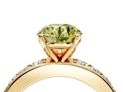 Solitaire Engagement Ring Setting for Fancy Yellow Round Cut Center with Channel-Set Accents and Prong Head in Yellow Gold