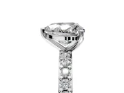 Solitaire Engagement Ring Setting for Heart-Shaped Center with Round Cut Pave Band and Prong Head in Platinum