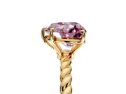 Solitaire Engagement Ring Setting for Fancy Pink Heart-Shaped Center with Plain Twisted Rope Band and Prong Head in Yellow Gold