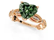 Solitaire Engagement Ring Setting for Fancy Green Heart-Shaped Center with Marquise Panel Band and Prong Head in Rose Gold