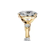 Solitaire Engagement Ring Setting for Oval Center with Bezel Station Band and Prong Head in Yellow Gold