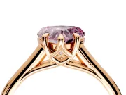 Solitaire Engagement Ring Setting for Fancy Pink Heart-Shaped Center with Cathedral Band and Prong Head in Rose Gold