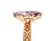 Solitaire Engagement Ring Setting for Fancy Pink Marquise Center with Milgrain X Pattern Band and Prong Head in Rose Gold