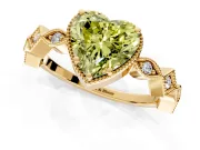 Milgrain Bezel Engagement Ring Setting for Fancy Yellow Heart-Shaped Center with Marquise Stations and Bezel Head in Yellow Gold
