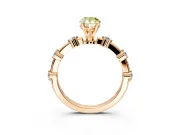 Solitaire Engagement Ring Setting for Fancy Yellow Pear-Shaped Center with Bezel Station Band and Prong Head in Rose Gold