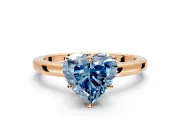 Solitaire Engagement Ring Setting for Fancy Blue Heart-Shaped Center with Plain Band and Tulip Prong Head in Rose Gold