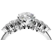 Cluster Engagement Ring Setting for Marquise Center with 2-Row Shoulder Clusters and Prong Head in Platinum