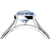 Solitaire Engagement Ring Setting for Fancy Blue Radiant Cut Center with V Split Shank and Bezel Head in Platinum