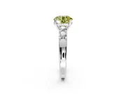 5 Stone Engagement Ring Setting for Fancy Yellow Round Cut Center with Plain Band and Prong Head in Sterling Silver