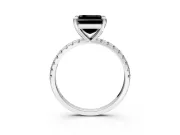 Solitaire Engagement Ring Setting for Fancy Black Asscher Cut Center with Fine Pave Narrow Band and Prong Head in Platinum