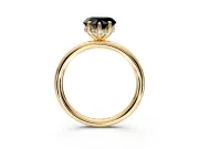 Hidden Halo Engagement Ring Setting for Fancy Black Heart-Shaped Center with Thin Rounded Band and Prong Head in Yellow Gold