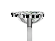 Single Halo Engagement Ring Setting for Fancy Green Pear-Shaped Center with Corner Claws, Plain Band and Prong Head in Platinum