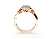 Floral Engagement Ring Setting for Radiant Cut Center with Marquise Cluster Shoulders and Prong Head in Rose Gold