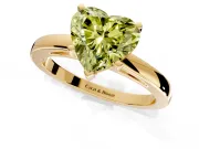 Solitaire Engagement Ring Setting for Fancy Yellow Heart-Shaped Center with Basket Rail and Prong Head in Yellow Gold