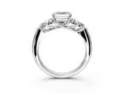 Cluster Engagement Ring Setting for Asscher Cut Center with Round Cut Accent Frame and Prong Head in Sterling Silver