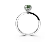 Solitaire Engagement Ring Setting for Fancy Green Oval Center with Thin Rounded Plain Band and Prong Head in Platinum