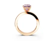 Solitaire Engagement Ring Setting for Fancy Pink Princess Cut Center with Channel Baguette Band and Prong Head in Rose Gold