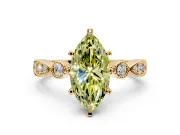 Solitaire Engagement Ring Setting for Fancy Yellow Marquise Center with Milgrain Bezel Accents and Prong Head in Yellow Gold