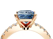 Solitaire Engagement Ring Setting for Fancy Blue Princess Cut Center with Single Row Accent Band and Prong Head in Rose Gold