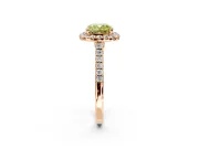 Halo Engagement Ring Setting for Fancy Yellow Cushion Cut Center with Narrowing Pave Band and Prong Head in Rose Gold