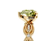 Solitaire Engagement Ring Setting for Fancy Yellow Heart-Shaped Center with Marquise Panel Band and Prong Head in Yellow Gold