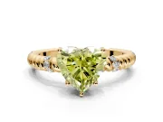 Rope Engagement Ring Setting for Fancy Yellow Heart-Shaped Center with Accent Shoulders and Prong Head in Yellow Gold