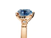 Solitaire Engagement Ring Setting for Fancy Blue Heart-Shaped Center with Beaded Shoulders and Prong Head in Rose Gold
