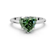 Solitaire Engagement Ring Setting for Fancy Green Heart-Shaped Center with Knife Ridge Band and Claw Prong Head in Platinum