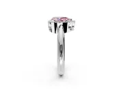 Halo Engagement Ring Setting for Fancy Pink Pear-Shaped Center with Tapered Plain Band and Prong Head in White Gold