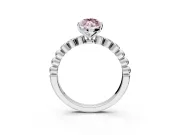 Solitaire Engagement Ring Setting for Fancy Pink Marquise Center with Bezel-Dot Beaded Band and Prong Head in Sterling Silver
