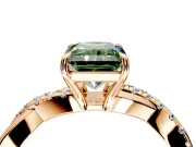 Crossover Engagement Ring Setting for Fancy Green Radiant Cut Center with Pave and Plain Strands and Prong Head in Rose Gold