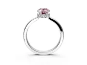 Hidden Halo Engagement Ring Setting for Fancy Pink Oval Center with Wide Flat Plain Band and Prong Head in Sterling Silver