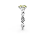 Solitaire Engagement Ring Setting for Fancy Yellow Pear-Shaped Center with Accented Twist Band and Leaf Prong Head in Platinum
