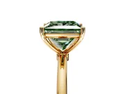 Solitaire Engagement Ring Setting for Fancy Green Princess Cut Center with Straight Thin Band and Prong Head in Yellow Gold