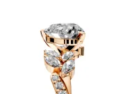 Solitaire Engagement Ring Setting for Heart-Shaped Center with Marquise Accent Twist Band and Prong Head in Rose Gold