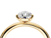 Low-Set Solitaire Engagement Ring Setting for Pear-Shaped Center with Thin Plain Band and Prong Head in Yellow Gold