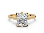 Solitaire Engagement Ring Setting for Radiant Cut Center with Cathedral Band and Prong Head in Yellow Gold