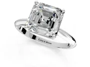 Solitaire Engagement Ring Setting for Asscher Cut Center with Knife Ridge Band and Claw Prong Head in Platinum
