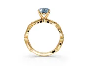 Solitaire Engagement Ring Setting for Fancy Blue Oval Center with Marquise Panel Band and Prong Head in Yellow Gold