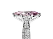 Solitaire Engagement Ring Setting for Fancy Pink Marquise Center with Multi-Row Accents and Prong Head in Sterling Silver