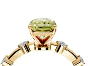 Solitaire Engagement Ring Setting for Fancy Yellow Radiant Cut Center with Bezel Station Band and Prong Head in Yellow Gold