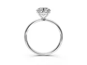 Solitaire Engagement Ring Setting for Round Cut Center with Straight Thin Band and Prong Head in Sterling Silver