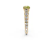 Solitaire Engagement Ring Setting for Fancy Yellow Cushion Cut Center with Pave Cathedral Shoulders and Prong Head in Yellow Gold
