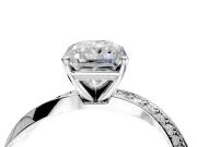 Side Accent Engagement Ring Setting for Radiant Cut Center with Accent Shoulders and Prong Head in Sterling Silver