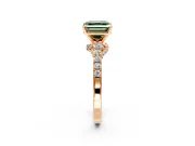 Solitaire Engagement Ring Setting for Fancy Green Asscher Cut Center with Crossover Accents and Prong Head in Rose Gold
