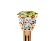 Cluster Engagement Ring Setting for Fancy Yellow Oval Center with Round Cut Accent Frame and Prong Head in Rose Gold