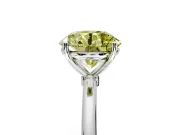 Solitaire Engagement Ring Setting for Fancy Yellow Round Cut Center with Straight Thin Band and Prong Head in Sterling Silver