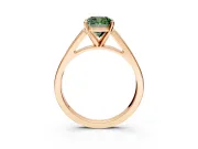 Solitaire Engagement Ring Setting for Fancy Green Cushion Cut Center with Tapered Split Shoulders and Prong Head in Rose Gold