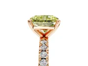 Solitaire Engagement Ring Setting for Fancy Yellow Radiant Cut Center with Fine Pave Band and Claw Prong Head in Rose Gold